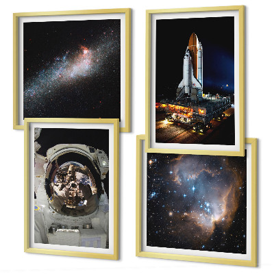 Set of 4 wall art pieces Astronauts landing on the Moon