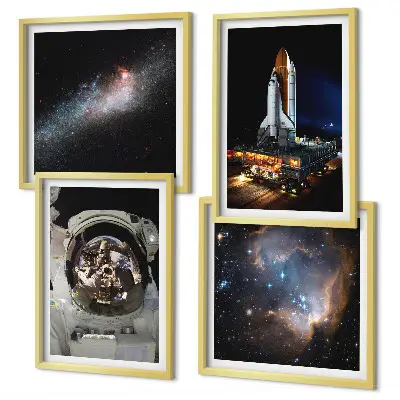 Astronauts landing on the Moon set of four wall art pieces
