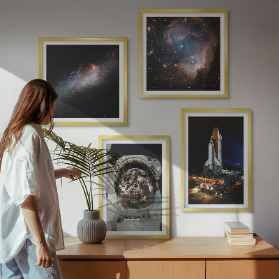 Set of 4 wall art pieces Astronauts landing on the Moon