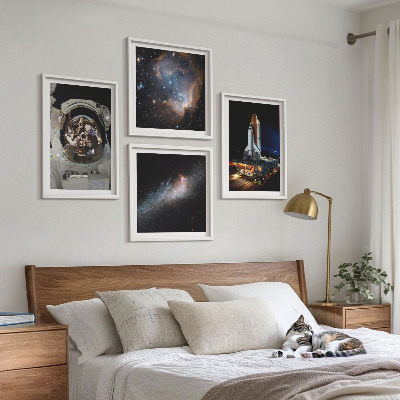 Set of 4 wall art pieces Astronauts landing on the Moon