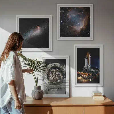 Astronauts landing on the Moon set of four wall art pieces