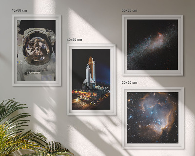 Set of 4 wall art pieces Astronauts landing on the Moon