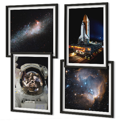 Set of 4 wall art pieces Astronauts landing on the Moon