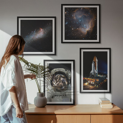 Set of 4 wall art pieces Astronauts landing on the Moon