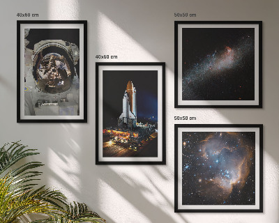 Set of 4 wall art pieces Astronauts landing on the Moon