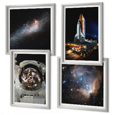 Set of 4 wall art pieces Astronauts landing on the Moon