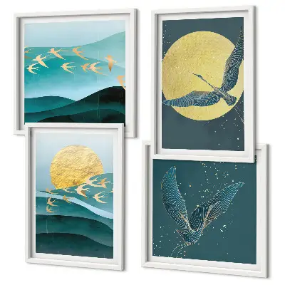 Multi-piece landscape wall art set with birds