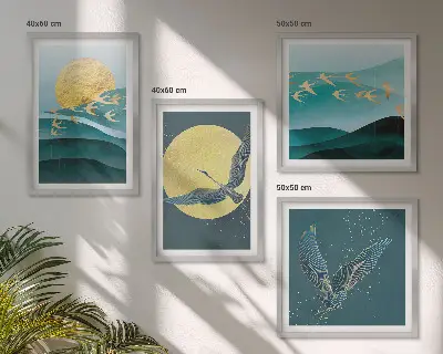 Multi-piece wall decor set Stylish landscapes with birds