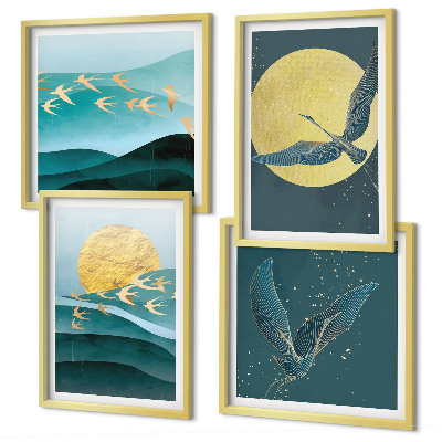 Multi-piece wall decor set Stylish landscapes with birds
