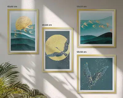 Multi-piece landscape wall art set with birds