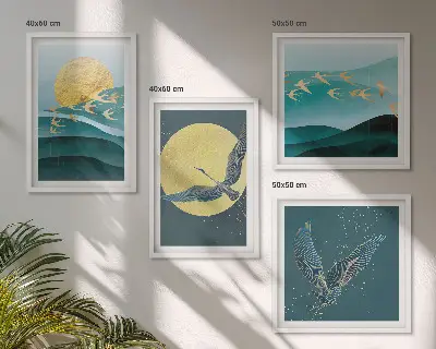 Multi-piece landscape wall art set with birds