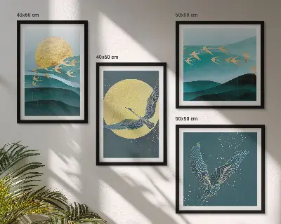 Multi-piece landscape wall art set with birds