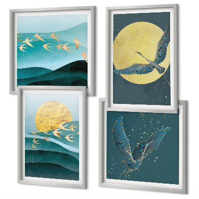 Multi-piece wall decor set Stylish landscapes with birds