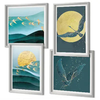 Multi-piece landscape wall art set with birds