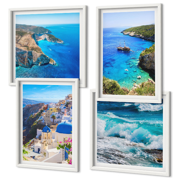 Wall art set Greek views of Santorini Oia