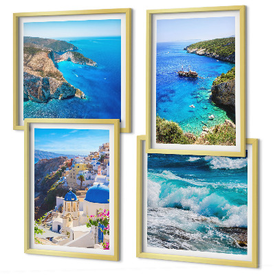 Wall art set Greek views of Santorini Oia