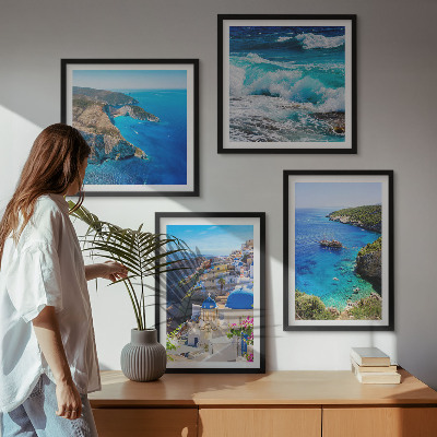 Wall art set Greek views of Santorini Oia