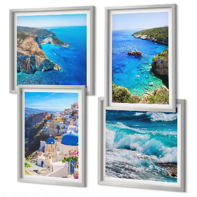 Wall art set Greek views of Santorini Oia