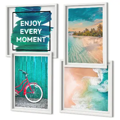 Multi-piece wall decor set featuring sea boat and bike inspiration