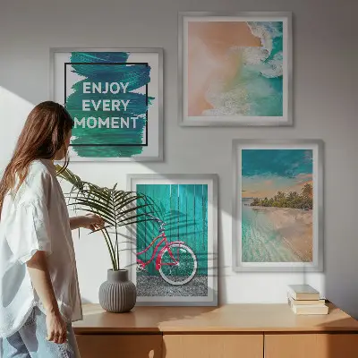 Multi-piece wall decor set featuring sea boat and bike inspiration