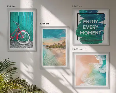 Multi-piece wall decor set featuring sea boat and bike inspiration