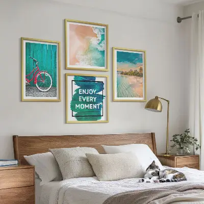 Multi-piece wall decor set featuring sea boat and bike inspiration