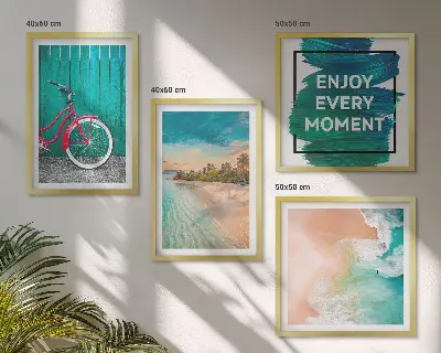 Multi-piece wall decor set featuring sea boat and bike inspiration