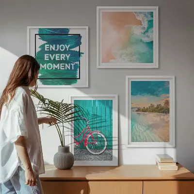 Multi-piece wall decor set featuring sea boat and bike inspiration