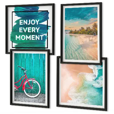 Multi-piece wall decor set featuring sea boat and bike inspiration