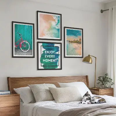 Multi-piece wall decor set featuring sea boat and bike inspiration