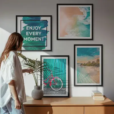Multi-piece wall decor set featuring sea boat and bike inspiration