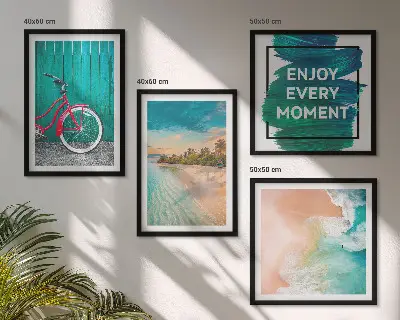 Multi-piece wall decor set featuring sea boat and bike inspiration