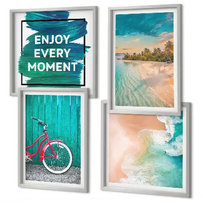Multi-piece wall decor set featuring sea boat and bike inspiration
