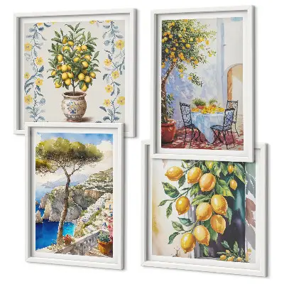 Lemon trees by the sea wall art set 