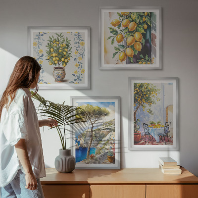 Wall art set Lemon trees by the sea