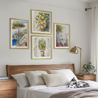 Wall art set Lemon trees by the sea
