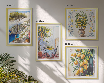 Wall art set Lemon trees by the sea