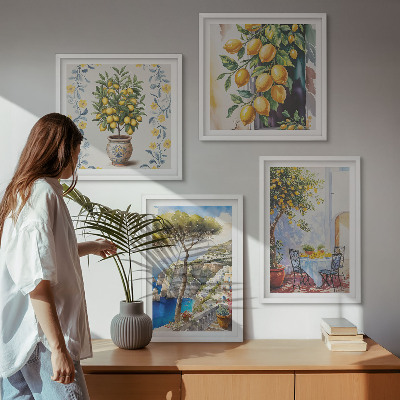 Wall art set Lemon trees by the sea