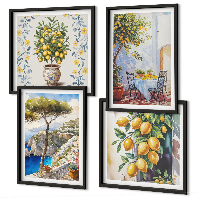 Wall art set Lemon trees by the sea