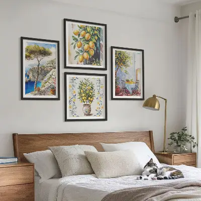 Lemon trees by the sea wall art set 