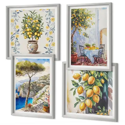 Lemon trees by the sea wall art set 