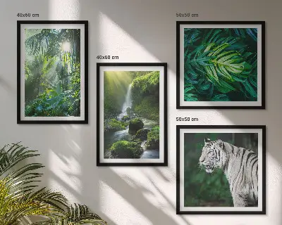 Jungle White Tiger Waterfall Wall Art set of 4 pieces