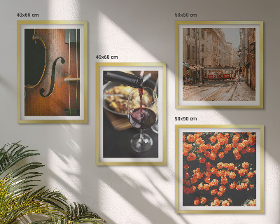 Multi-piece wall decor set Vintage flowers street wine violin