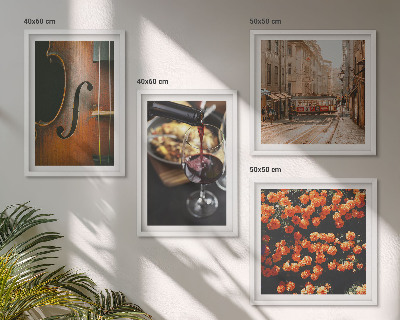 Multi-piece wall decor set Vintage flowers street wine violin