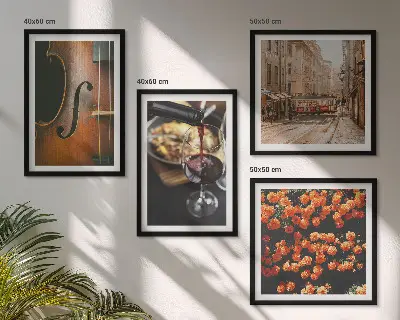 Multi-piece wall decor set featuring vintage flowers, street, wine, and violin imagery