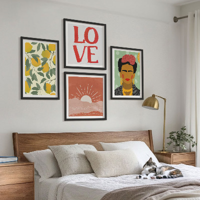 Wall art set Lemons inscription love landscape Frida