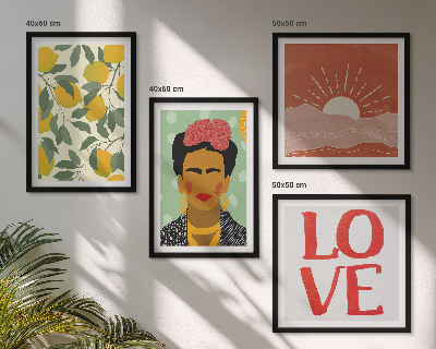 Wall art set Lemons inscription love landscape Frida