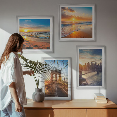 Multi-piece wall decor set Bridges sunsets city