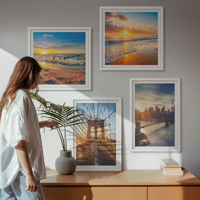 Multi-piece wall decor set Bridges sunsets city