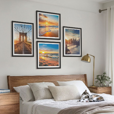 Multi-piece wall decor set Bridges sunsets city
